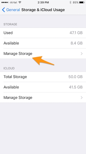 stockage et stockage icloud