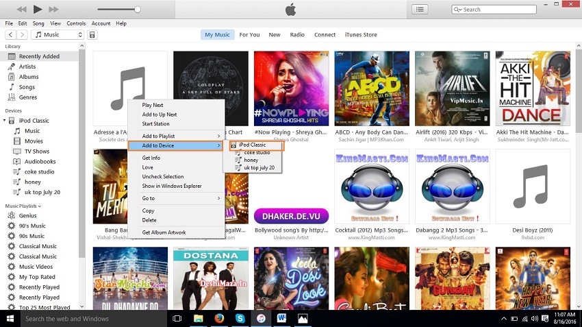 Organizar  música en el iPod-Agregar al Dispositivo