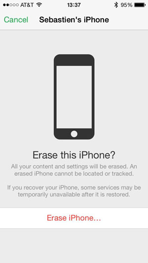 confirmer effacer l'iphone